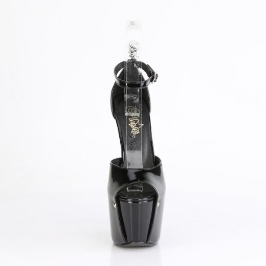 Product image of Pleaser JUBILANT-15 Blk Pat 7 Inch Heel 3 Inch Concealed PF Close Back Ankle Strap Sandal