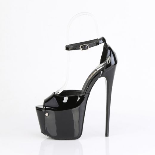 Product image of Pleaser JUBILANT-15 Blk Pat 7 Inch Heel 3 Inch Concealed PF Close Back Ankle Strap Sandal