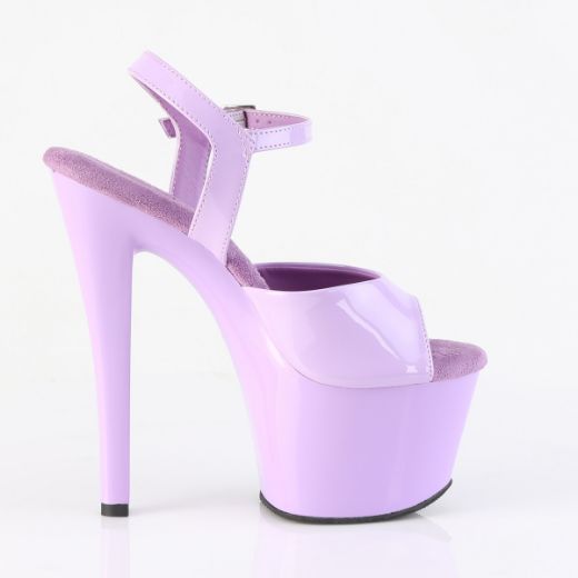 Product image of Pleaser SKY-309 Lavender Pat/Lavender 7 Inch Heel 2 3/4 Inch PF Ankle Strap Sandal