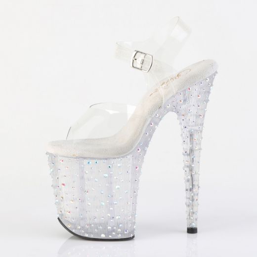 Product image of Pleaser STARDANCE-808 Clr/Clr-Slv Multi RS 8 Inch Heel 4 Inch PF Ankle Strap Sandal