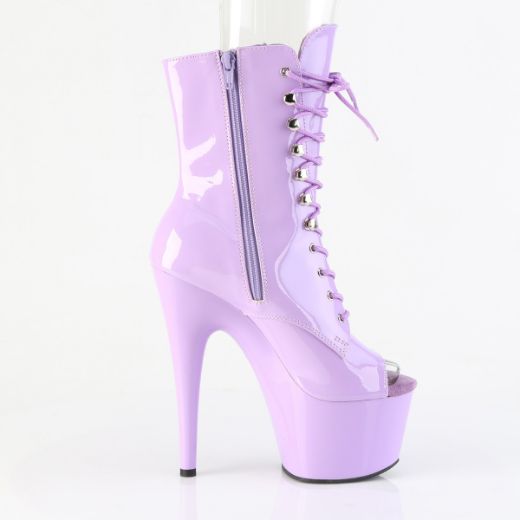 Product image of Pleaser ADORE-1021 Lavender Pat/Lavender 7 Inch Heel 2 3/4 Inch PF Peep Toe Lace-Up Ankle Boot Side Zip