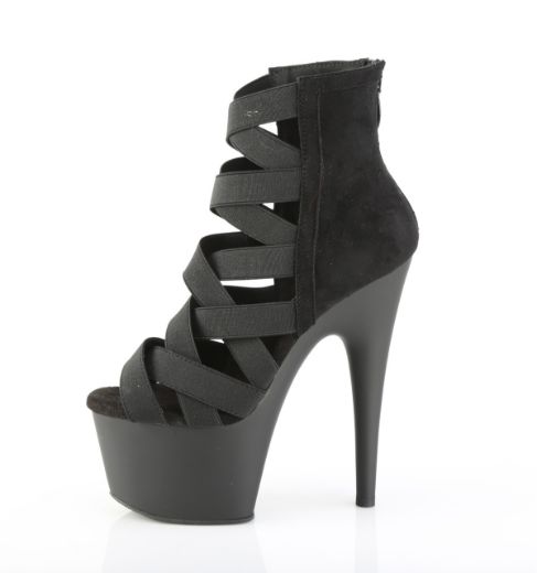 Product image of Pleaser ADORE-700-24 Blk Elastic Band-Microfiber/Blk Matte 7 Inch Heel 2 3/4 Inch PF Criss Cross Bootie Sandal Back Zip