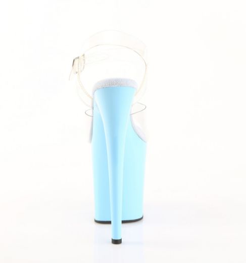 Product image of Pleaser FLAMINGO-808 Clr/B. Blue 8 Inch Heel 4 Inch PF Ankle Strap Sandal
