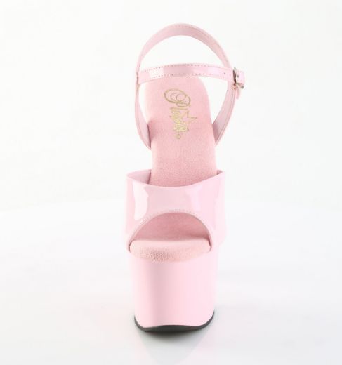 Product image of Pleaser SKY-309 B. Pink Pat/B. Pink 7 Inch Heel 2 3/4 Inch PF Ankle Strap Sandal