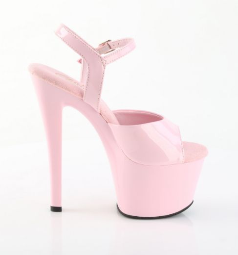 Product image of Pleaser SKY-309 B. Pink Pat/B. Pink 7 Inch Heel 2 3/4 Inch PF Ankle Strap Sandal