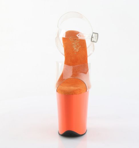 Product image of Pleaser FLAMINGO-808 Clr/Orange 8 Inch Heel 4 Inch PF Ankle Strap Sandal