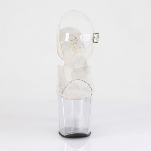 Product image of Pleaser AMAZE-808 Clr/Clr 8 Inch Wedge Heel 3 1/2 Inch PF Ankle Strap Sandal