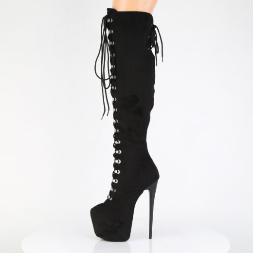 Product image of Pleaser JUBILANT-3012FS Blk Faux Suede 7 Inch Heel 3 Inch Concealed PF Over-The-Knee Boot Side Zip