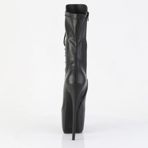 Product image of Pleaser JUBILANT-1048 Blk Str. Faux Leather 7 Inch Heel 3 Inch Concealed PF Lace-Up Mid Calf Boot Side Zip