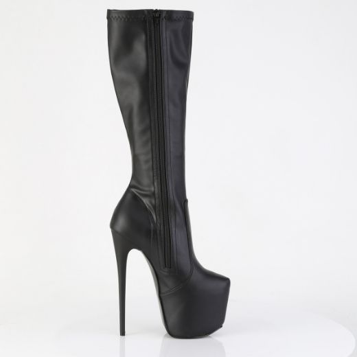 Product image of Pleaser JUBILANT-2000 Blk Str. Faux Leather 7 Inch Heel 3 Inch Concealed PF Stretch Knee Boot Side Zip