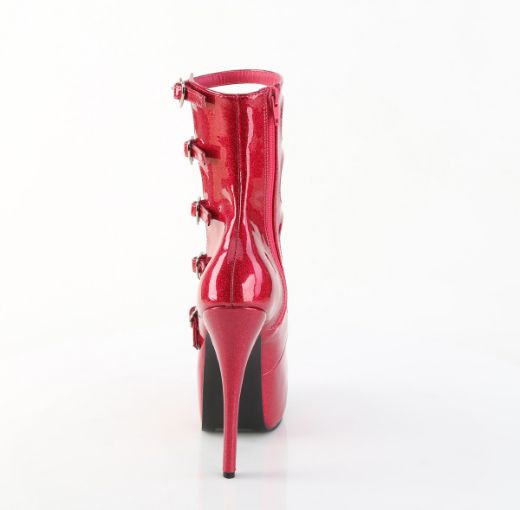 Product image of Bordello TEEZE-23 Fuchsia Glitter Pat 5 3/4 Inch Heel 5 Buckle Strapped Concealed Platform Bootie