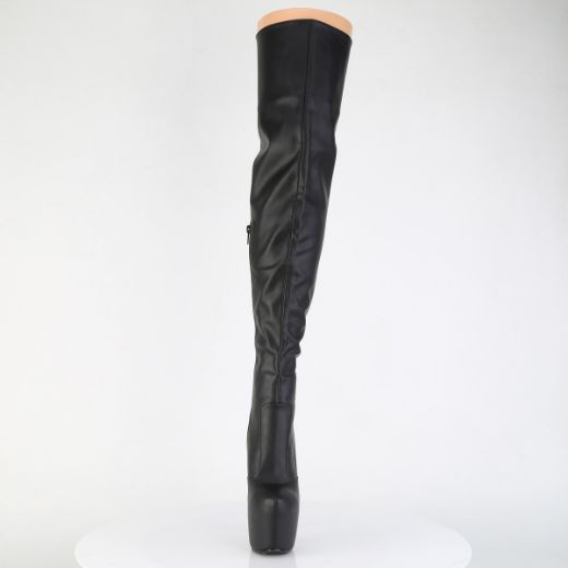 Product image of Pleaser JUBILANT-3007 Blk Str. Faux Leather 7 Inch Heel 3 Inch Concealed PF Stretch Thigh Boot Side Zip