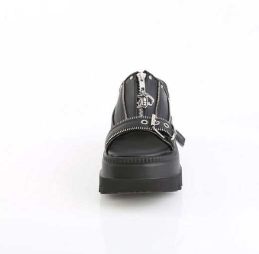 Product image of Demoniacult SHAKER-07 Blk Vegan Leather 4 1/2 Inch Wedge PF Slide Sandal