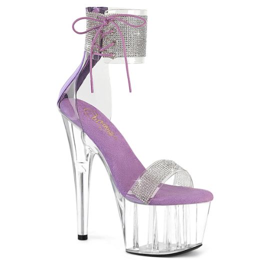 Product image of Pleaser ADORE-727RS Clr-Lavender/Clr 7 Inch Heel 2 3/4 Inch PF Ankle Cuff Sandal w/RS Back Zip