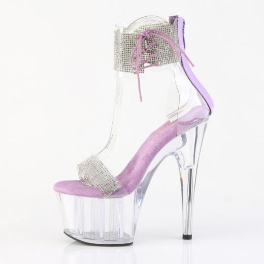 Product image of Pleaser ADORE-727RS Clr-Lavender/Clr 7 Inch Heel 2 3/4 Inch PF Ankle Cuff Sandal w/RS Back Zip
