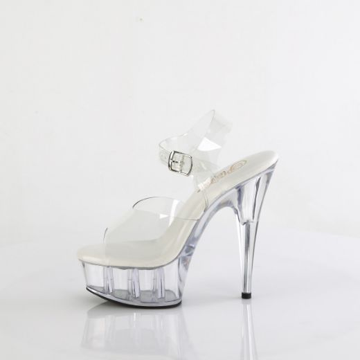 Product image of Pleaser DELIGHT-608VL Clr/Clr 6 Inch Heel 1 3/4 Inch PF Smooth Insole Ankle Strap Sandal
