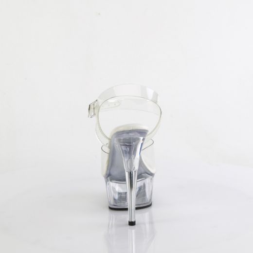 Product image of Pleaser DELIGHT-608VL Clr/Clr 6 Inch Heel 1 3/4 Inch PF Smooth Insole Ankle Strap Sandal