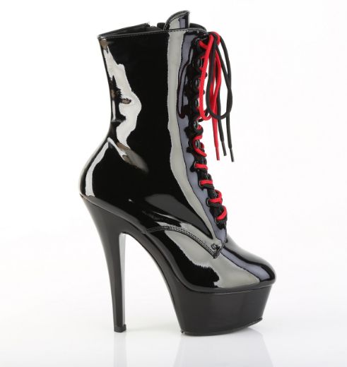 Product image of Pleaser KISS-1020-1 Blk/Blk **6 Inch Stiletto Heel Lace-Up PF Ankle Bt Side Zip