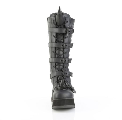 Product image of Demoniacult SCENE-157 Blk Vegan Leather 3 1/2 Inch PF Lace-Up Knee High Boot Side Zip