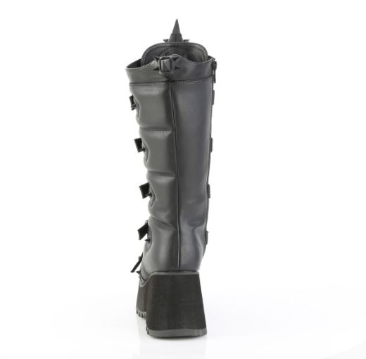 Product image of Demoniacult SCENE-157 Blk Vegan Leather 3 1/2 Inch PF Lace-Up Knee High Boot Side Zip