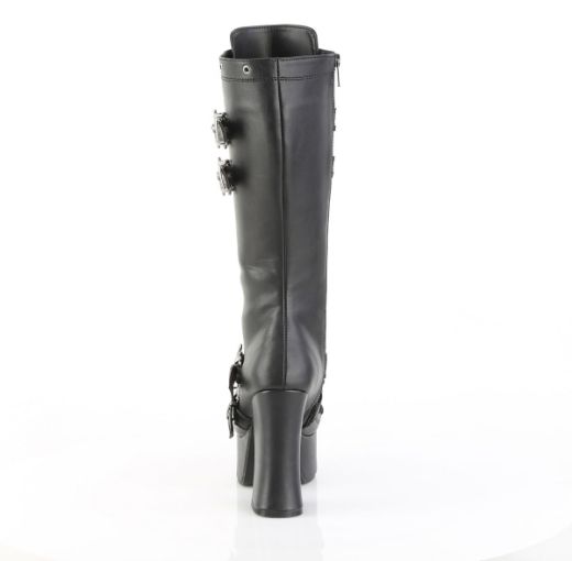 Product image of Demoniacult CHARADE-230 Blk Vegan Leather 4 1/2 Inch Heel 2 Inch PF Lace-Up Front Knee High Boot Inside Zip
