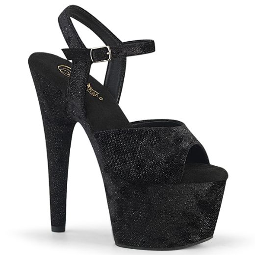 Product image of Pleaser ADORE-709WR Blk Shimmering Fabric/Blk 7 Inch Heel 2 3/4 Inch PF Ankle Strap Sandal