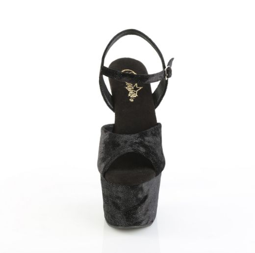 Product image of Pleaser ADORE-709WR Blk Shimmering Fabric/Blk 7 Inch Heel 2 3/4 Inch PF Ankle Strap Sandal