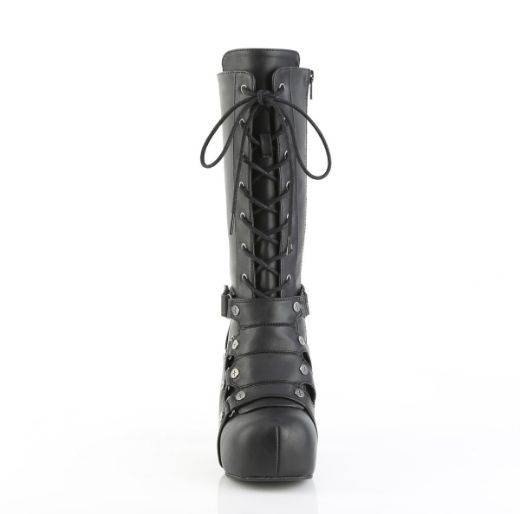 Product image of Demoniacult GOTHIKA-152 Blk Vegan Leather 3 3/4 Inch Heel 1 1/4 Inch PF Mid-Calf Boot Side Zip