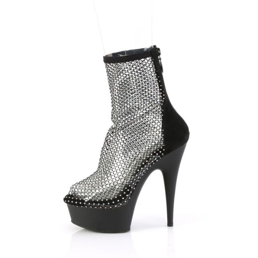 Product image of Pleaser DELIGHT-1009 Blk Faux Suede-RS Mesh/Blk Matte 6 Inch Heel 1 3/4 Inch PF RS Mesh Ankle Boot Back Zip