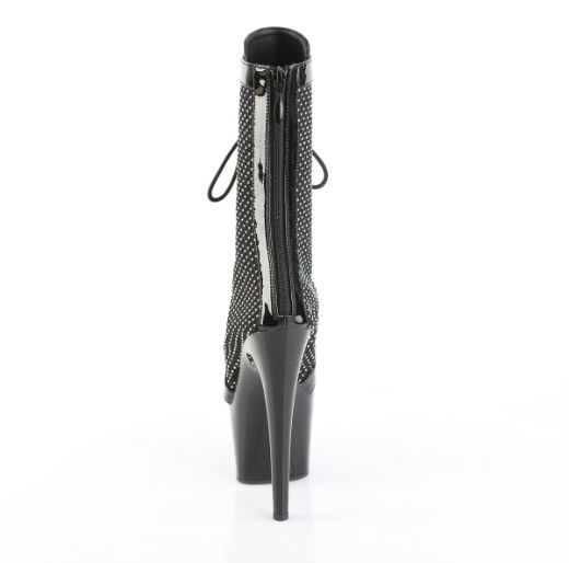 Product image of Pleaser ADORE-1048RSNT Blk Pat-Mesh-RS/Blk 7 Inch Heel 2 3/4 Inch PF Peep Toe Ankle Boot Side Zip