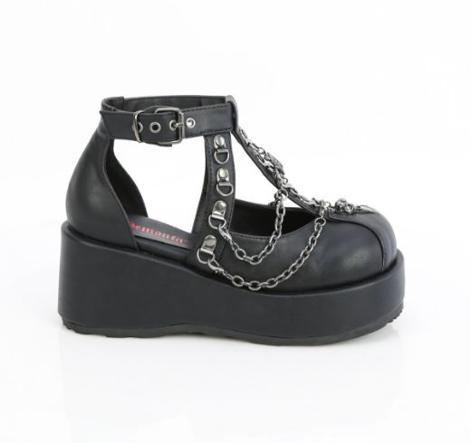 Product image of Demoniacult CUBBY-28 Blk Vegan Leather 2 3/4 Inch Platform Cage Shoe