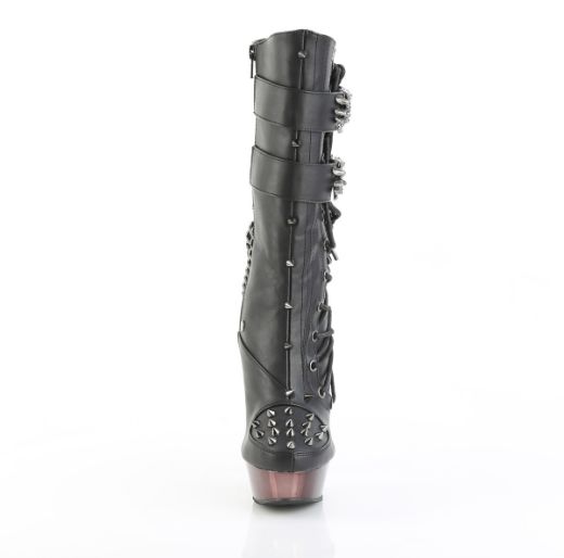 Product image of Demoniacult MUERTO-159 Blk Vegan Leather/Pewter Chrome 5 1/2 Inch Finger Bone Heel 1 1/2 Inch PF Mid-Calf Boot Side Zip