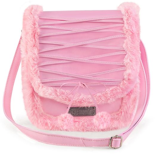 Product image of Demoniacult HB-663 B. PINK VEGAN LEATHER-FAUX FUR *Faux Leather & Fur Crossbody 20x24x8 cm Bag