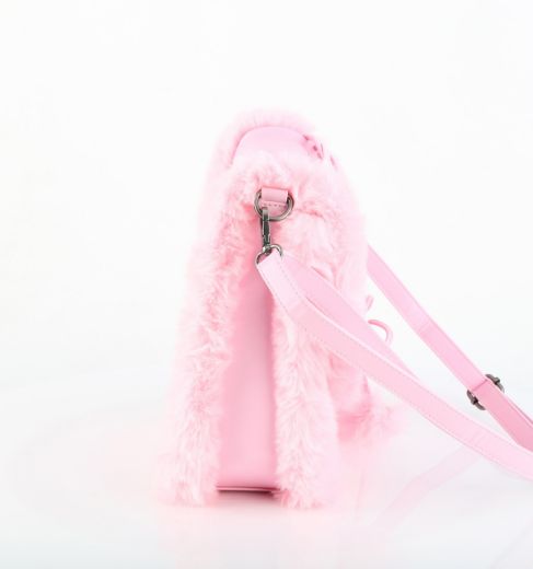 Product image of Demoniacult HB-663 B. PINK VEGAN LEATHER-FAUX FUR *Faux Leather & Fur Crossbody 20x24x8 cm Bag
