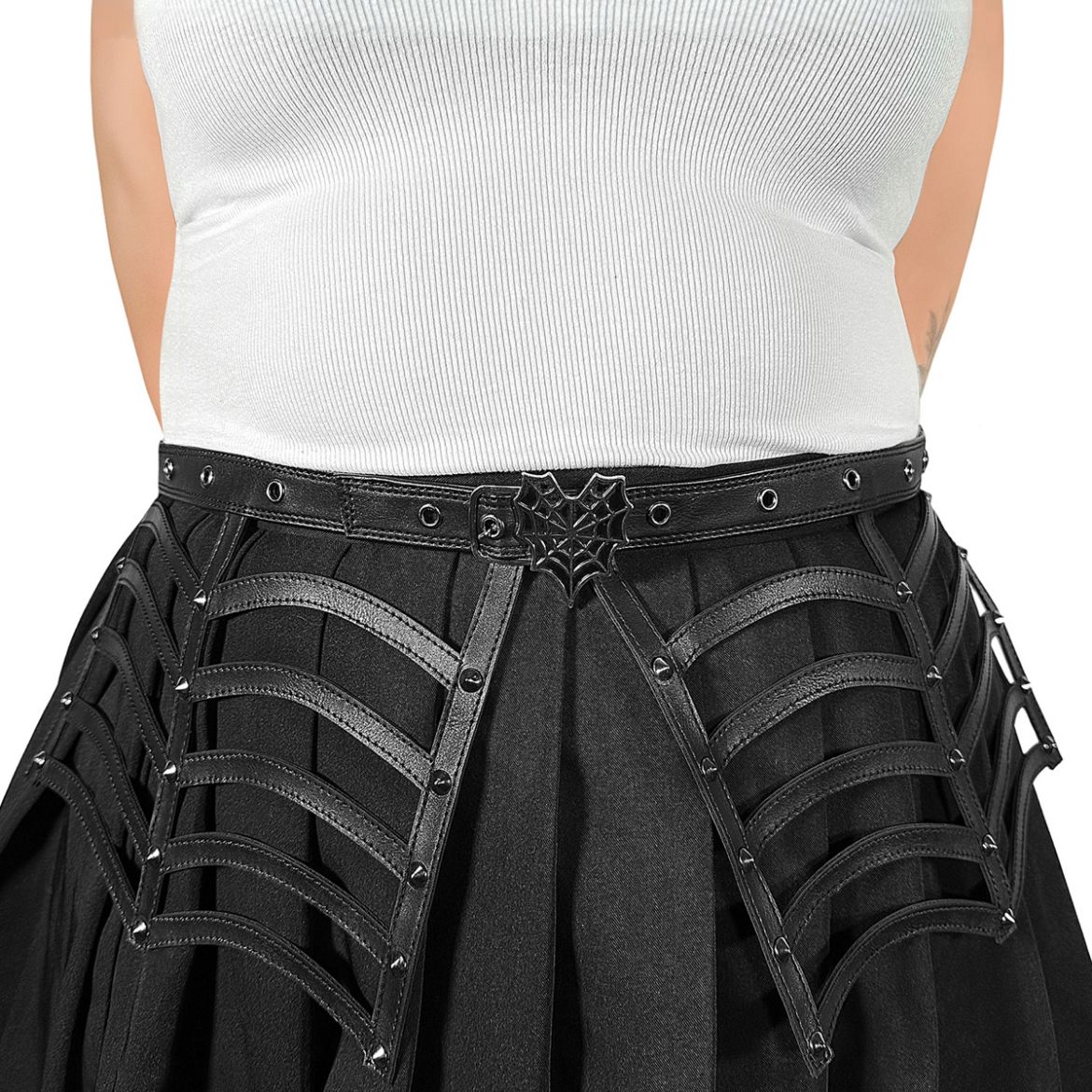 Product image of Demoniacult DA-315-LXL Blk Faux Leather Faux Leather Spiderweb Cut Out Belt